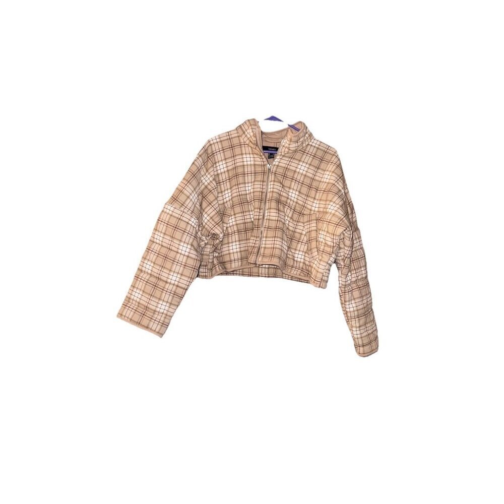 Women’s Forever 21 Brown Cropped Plaid Jacket Small